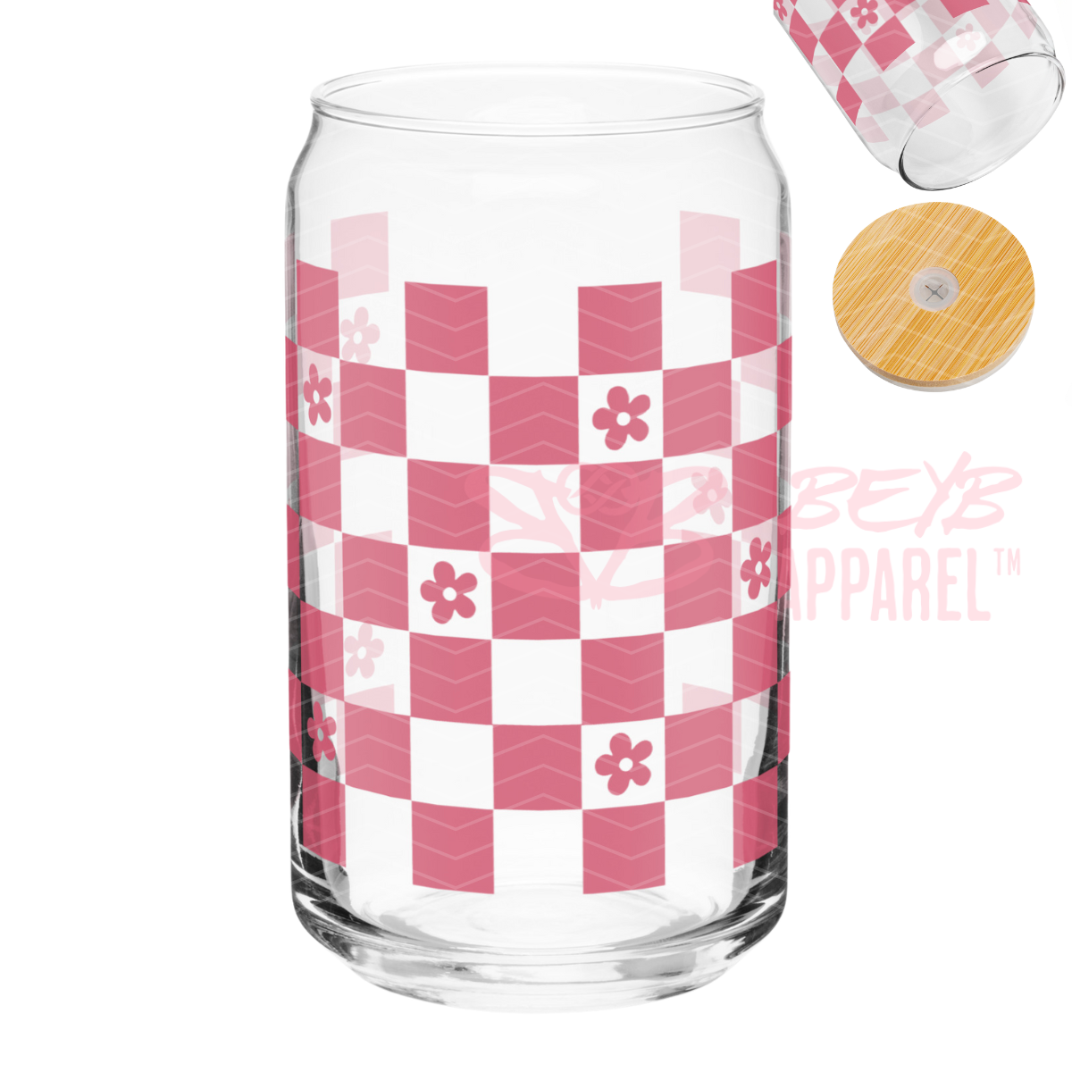 Retro Checkered Pink Flowers [1]