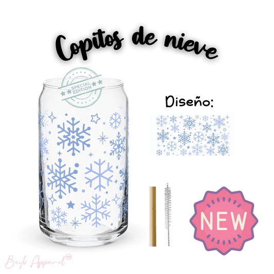 Copitos de nieve (Snowflakes) | Vaso de vidrio 16 oz