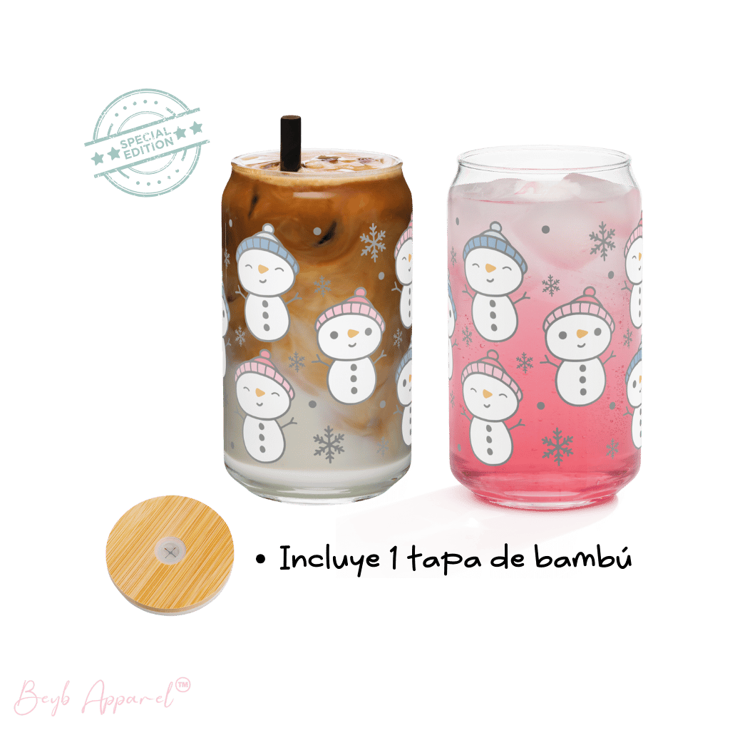 Muñequito de nieve (Cute Snowman) | Vaso de vidrio 16 oz